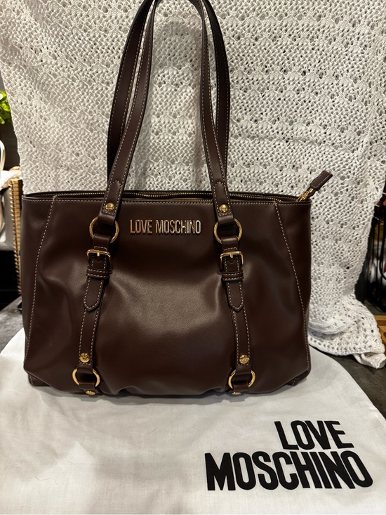 Love Moschino Handbags - Love Moschino Dark Brown Leather purse with Gold Hardware